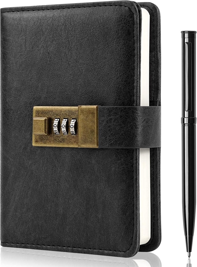 WEMATE Journal with Lock, Diary with Lock, Password Notebook, Pen & Gift Box - Perfect for Men and Women - 4.3X 6.18in Black Keep Your Secrets Safe - Image 1